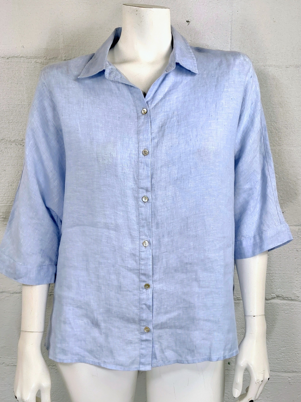 Rachel Zoe Light Blue Linen Button-Up Blouse